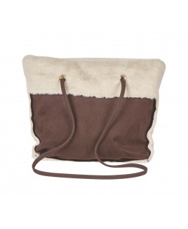 Small Faux Sheepskin Top Zip Tote Bag-CLEARANCE!